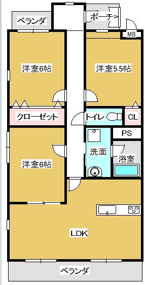 クオリティタウン上野参番館(3LDK/3階)の間取り写真