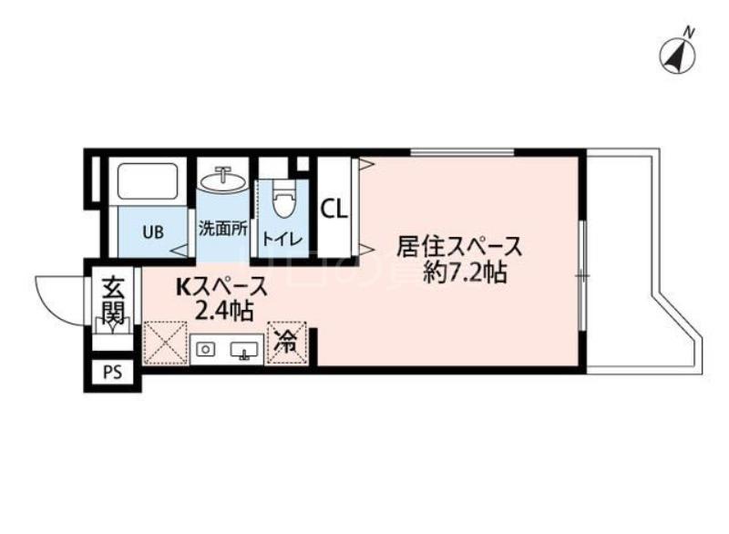 グランソレーユ横浜鶴見(ワンルーム/2階)の間取り写真
