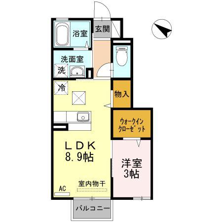 リベルテ三神峯(1LDK/1階)の間取り写真