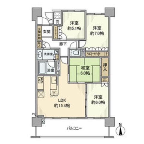 ライオンズガーデン城東(4LDK/4階)の間取り写真