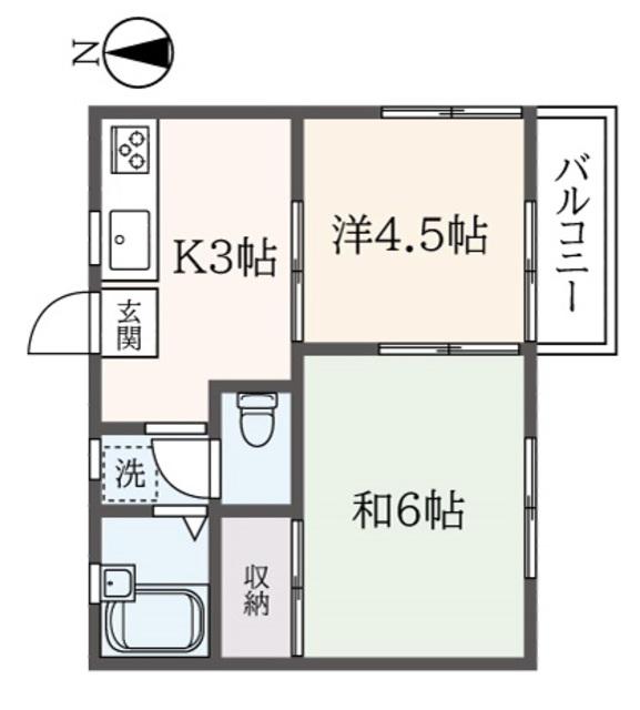 ヴィラ浜田山(2K/1階)の間取り写真