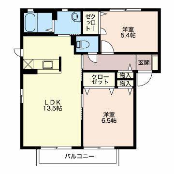 グランシード ガイア(2LDK/2階)の間取り写真