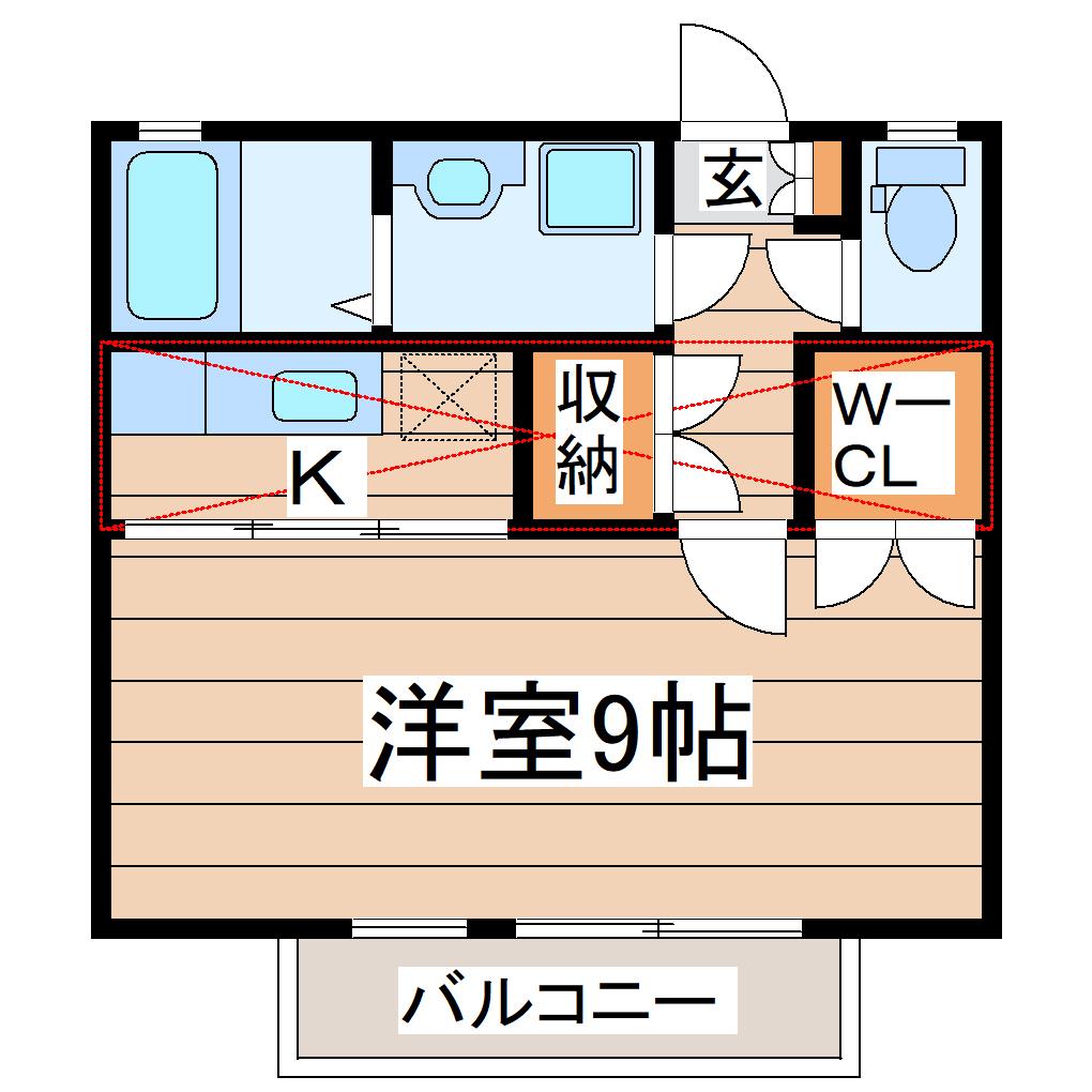 ロワジールII(1K/1階)の間取り写真