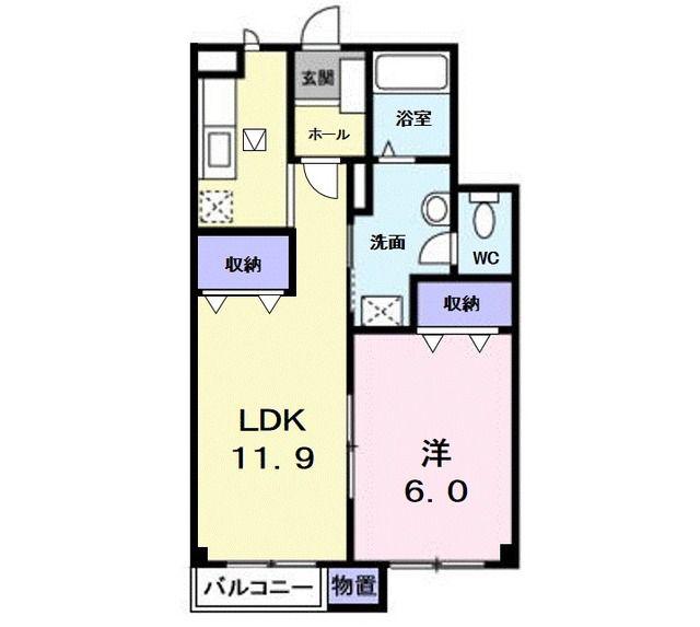 シャトーヴェール(1LDK/1階)の間取り写真