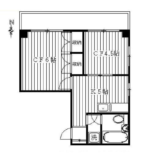 エリカビル ERICA BUILDING(2K/6階)の間取り写真