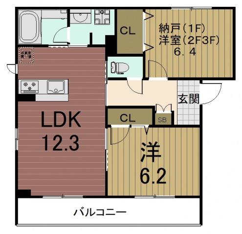 ヴィラフルール御陵(2LDK/1階)の間取り写真