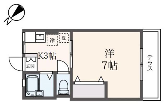 シティハイムシルフィード(1K/2階)の間取り写真