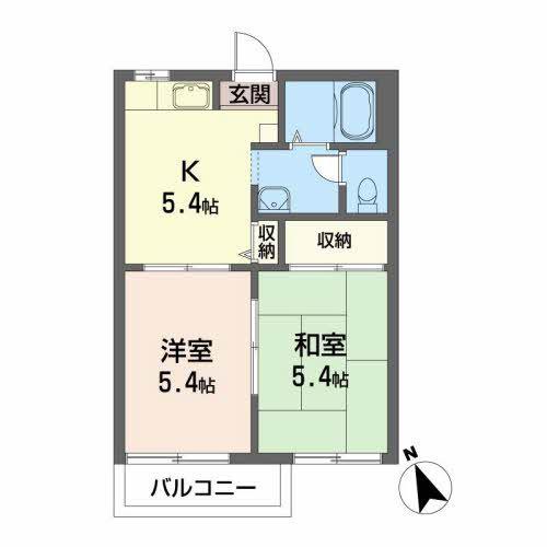 メゾン沢田II B(2K/2階)の間取り写真
