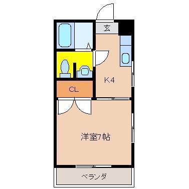アーバンハイム(1K/1階)の間取り写真