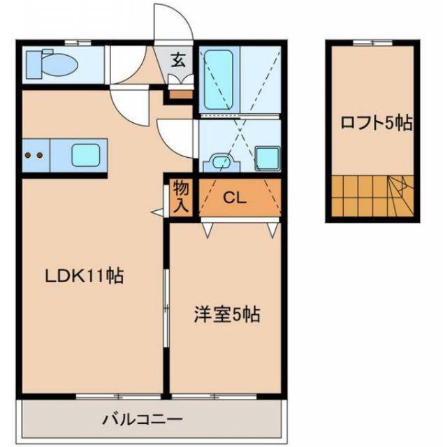 ハレクラニ唐津(1LDK/2階)の間取り写真