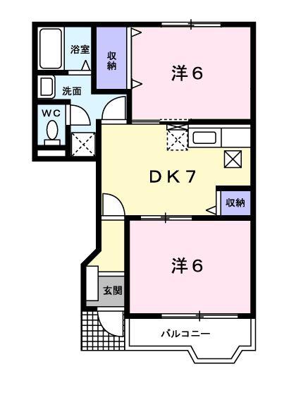 コータ・コートB(2DK/1階)の間取り写真
