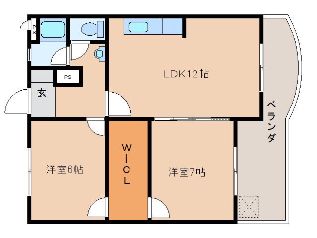 タダスビル(2LDK/3階)の間取り写真