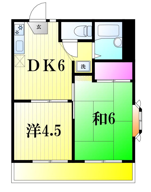 オネスティ柏13番館(2DK/3階)の間取り写真