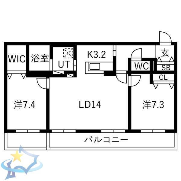 HOROHIRA BRIDGE RESIDENCE(2LDK/4階)の間取り写真