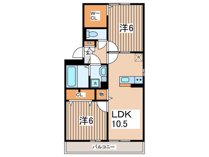 ダイヤモンドムーン(2LDK/2階)の間取り写真