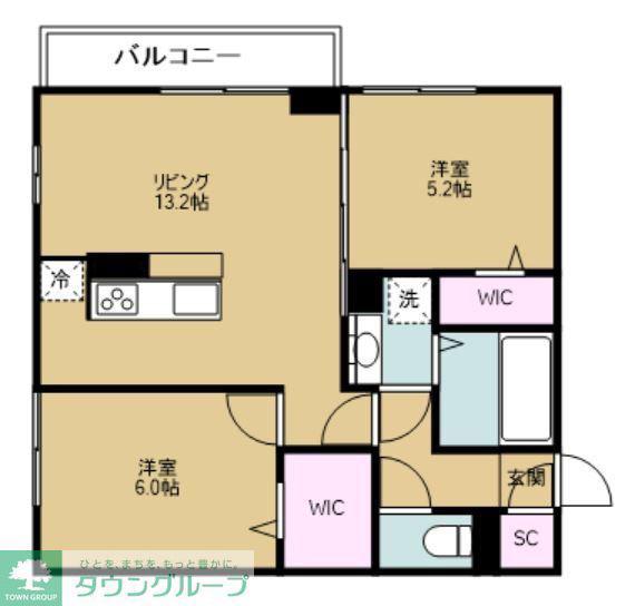 グラシューズ(2LDK/3階)の間取り写真