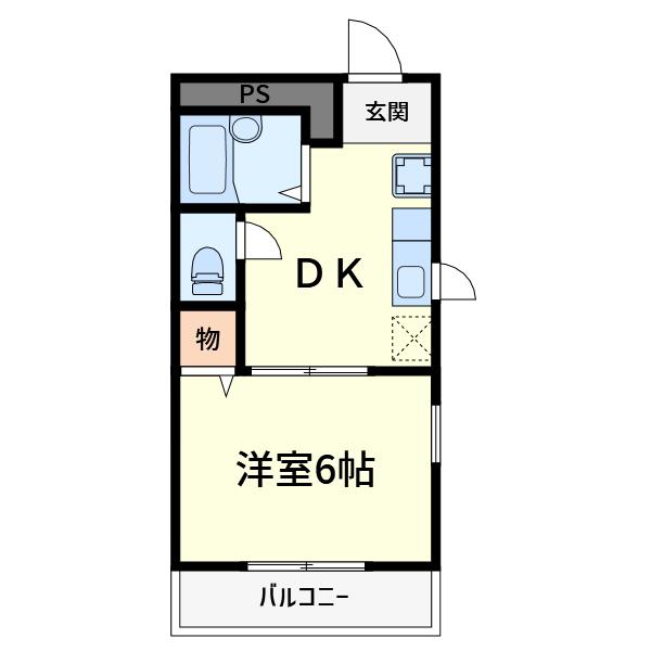 グレース城北(1DK/2階)の間取り写真