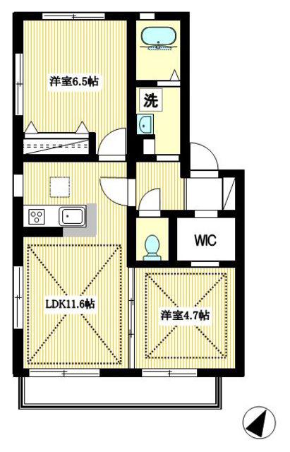 ローラス・S(2LDK/1階)の間取り写真
