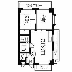 シャンポール天子田(2LDK/4階)の間取り写真