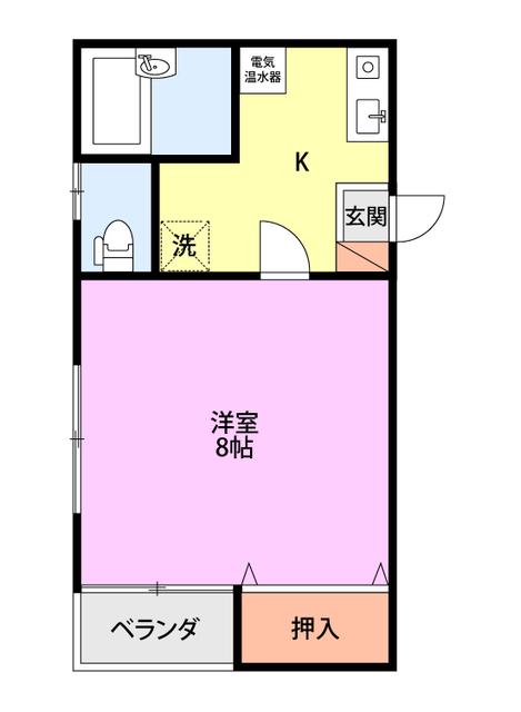 ディアハイツ江陽(1K/2階)の間取り写真