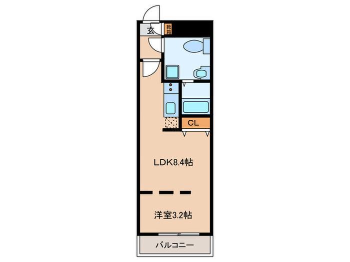 QUADOR高取(1LDK/4階)の間取り写真
