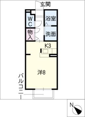 H翔クレマチス館(ワンルーム/1階)の間取り写真