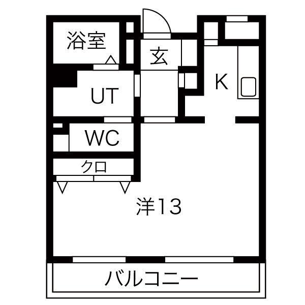 向陽町レジデンス(1K/4階)の間取り写真