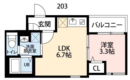 CRECIA花咲(1DK/2階)の間取り写真