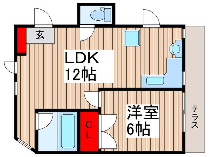 K・グロワール(1LDK/1階)の間取り写真