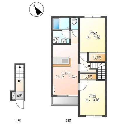 アヴァンティ(2LDK/2階)の間取り写真