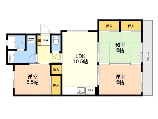カーサ永浦(3LDK/4階)の間取り写真