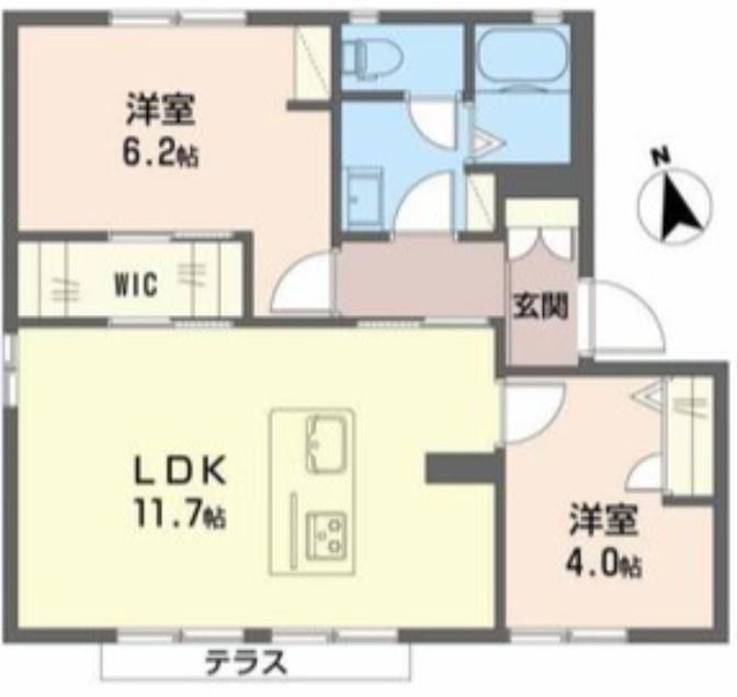 ボルトシティ熊取(2LDK/1階)の間取り写真
