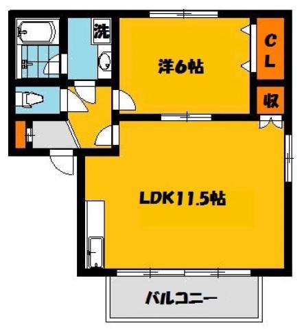雀の宮本陣ヴィレッジB棟(1LDK/1階)の間取り写真