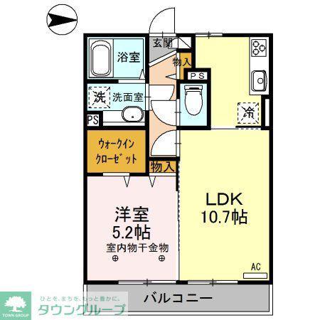 エメラルドグリーン(1LDK/3階)の間取り写真
