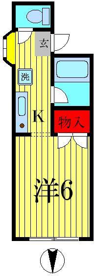 エスペランザ三ヶ月(1K/1階)の間取り写真