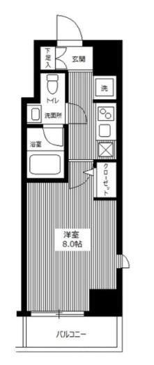 アイル東京深川(1K/7階)の間取り写真