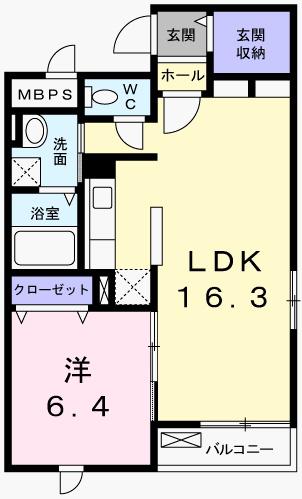 グランアウローラVIII(1LDK/2階)の間取り写真