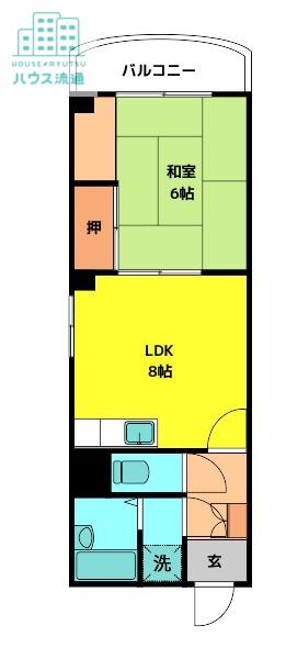 グランドハイツ勝山(1LDK/7階)の間取り写真