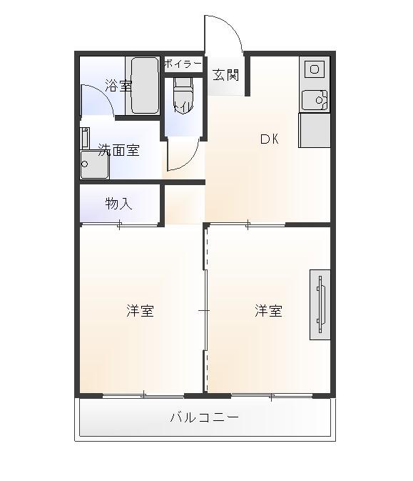 マンション葵I(2DK/3階)の間取り写真