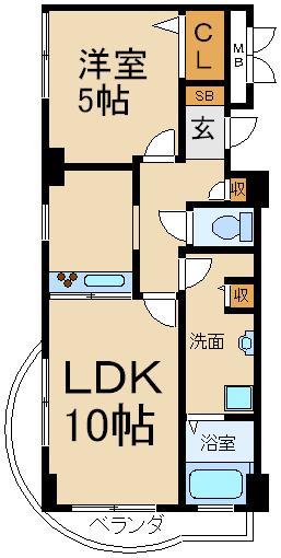 ベルメゾン枚方I(1LDK/2階)の間取り写真