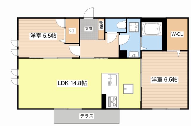 シャーメゾン ベルヴィル(2LDK/1階)の間取り写真