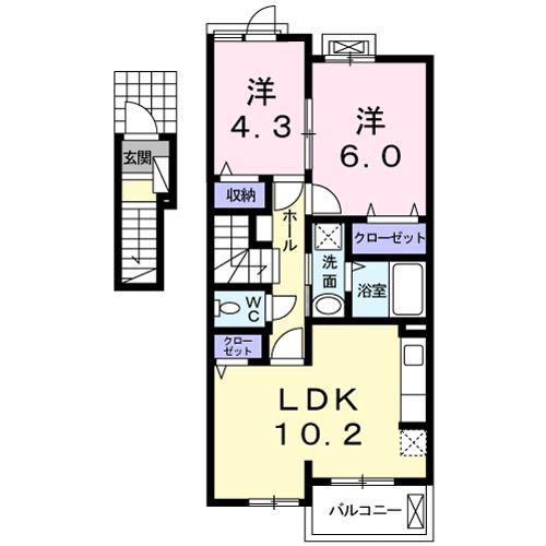 スカイヒルフィオーレ(2LDK/2階)の間取り写真