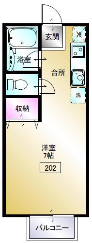 ルネッサA(1K/2階)の間取り写真