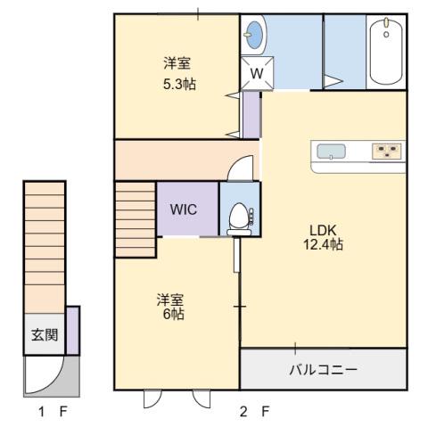 シャーメゾン・ルーラルB棟(2LDK/2階)の間取り写真