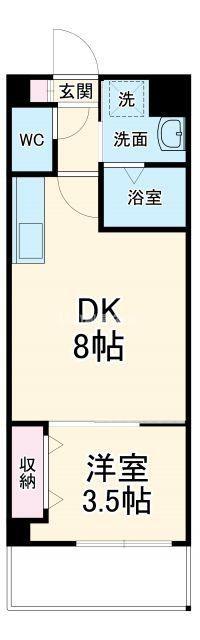 サンフレンドコア(1DK/3階)の間取り写真