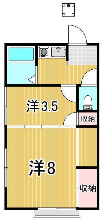 寺山ハイツII(2K/2階)の間取り写真