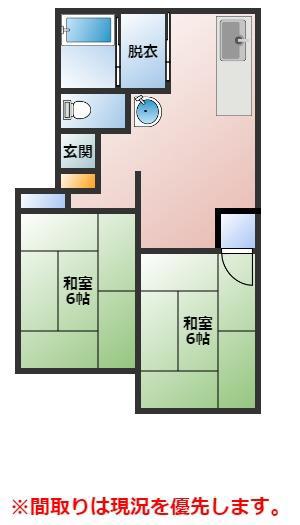 コーポカール(2LDK/2階)の間取り写真