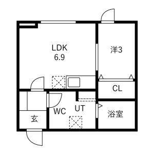 クレール貝ヶ森(1LDK/1階)の間取り写真
