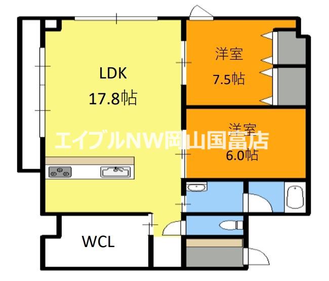 ベンハウス西川緑道公園(2LDK/7階)の間取り写真