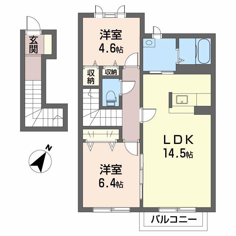 タウン表参道C棟(2LDK/2階)の間取り写真